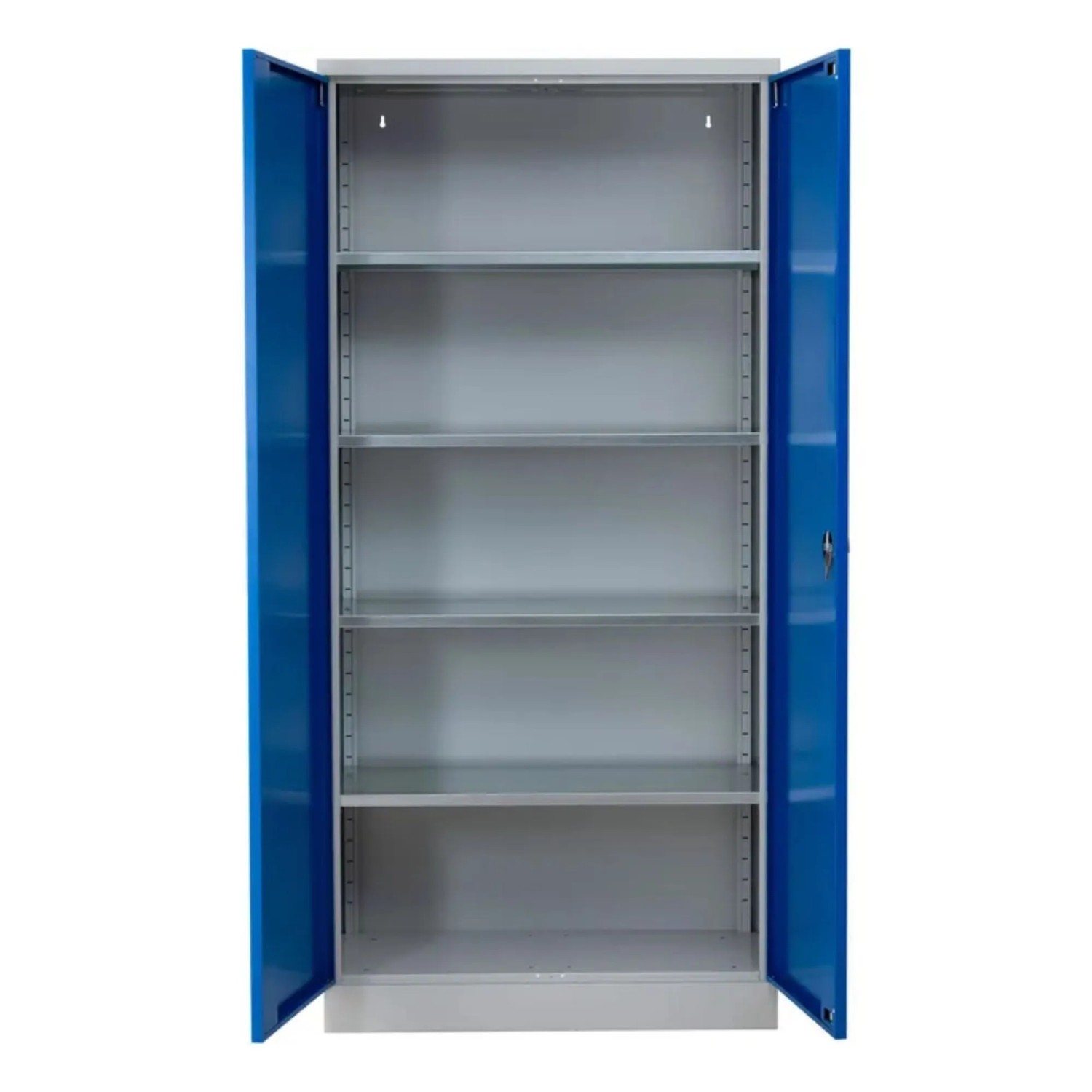 PROREGAL Stahlschrank Bee 8 Fachböden HxBxT 195 x 92 x 42 cm Verzinktes Fachbodenmaterial Grau & Blau
