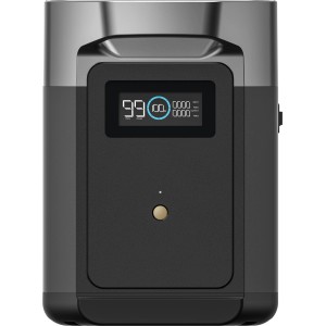 EcoFlow Delta 2 Zusatzbatterie mit 1024 Wh für Solaranlagen, graues Gehäuse mit Display.