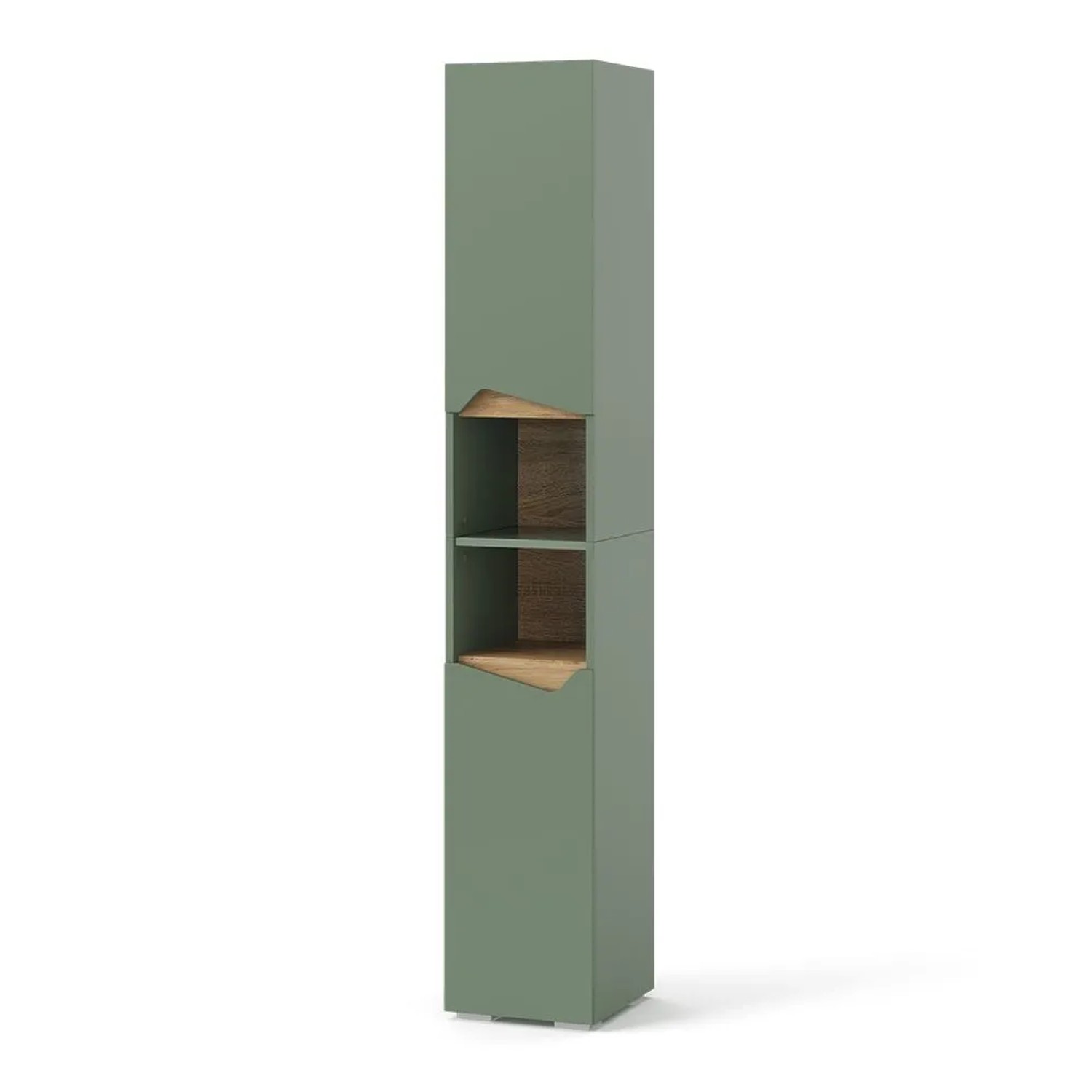 Vicco Badschrank Marelle Grün Artisan 30 x 180 mit Türen und Offenen Fächern
