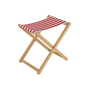 Erst-Holz Klappbarer Holz-Campinghocker XL Normale Sitzhöhe 10-226 Rot-Weiß Streifen