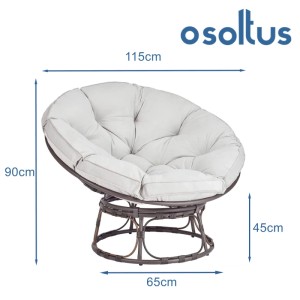 osoltus UFO Moon Lounge Gartensessel Papasan II mit dickem, hellem Kissen und dunklem Stahlgestell für gemütliche Stunden.