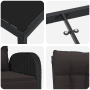 Detailansicht: Schwarze vidaXL Garten Essgruppe aus Polyrattan mit Tischplatte aus Glas und bequemen Kissen.