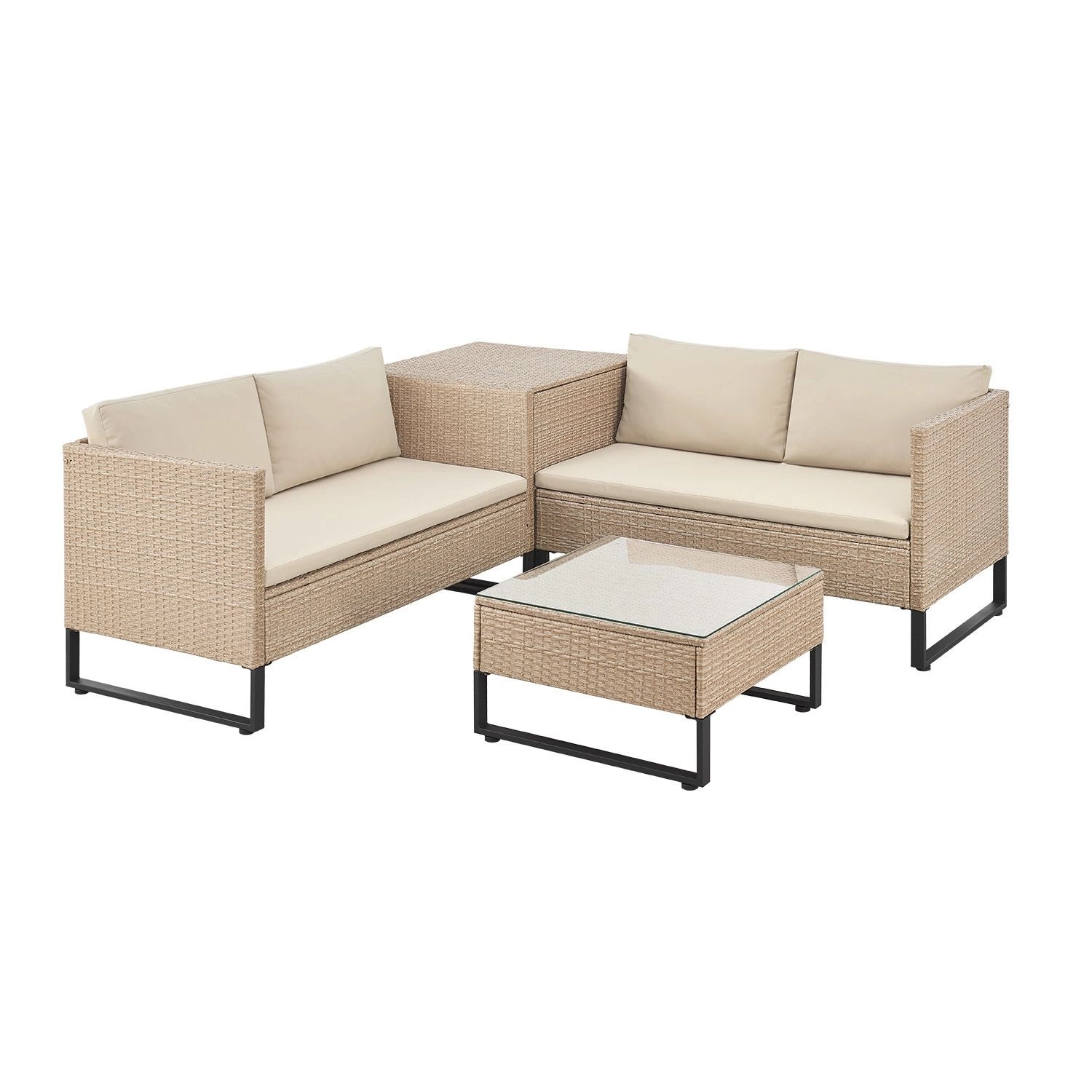 Juskys Polyrattan Lounge Santorini Creme Sand