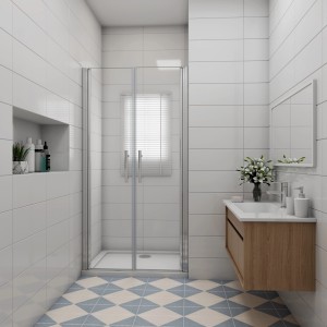 AICA Duschkabine 90x195cm mit Doppeltür, Nischentür aus 6mm ESG Glas, Schwingtür, Duschtür