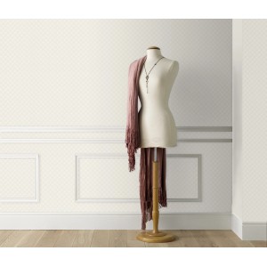Beige Vliestapete Versailles Carree von Erismann mit filigranem Rautenmuster für Wohnräume.