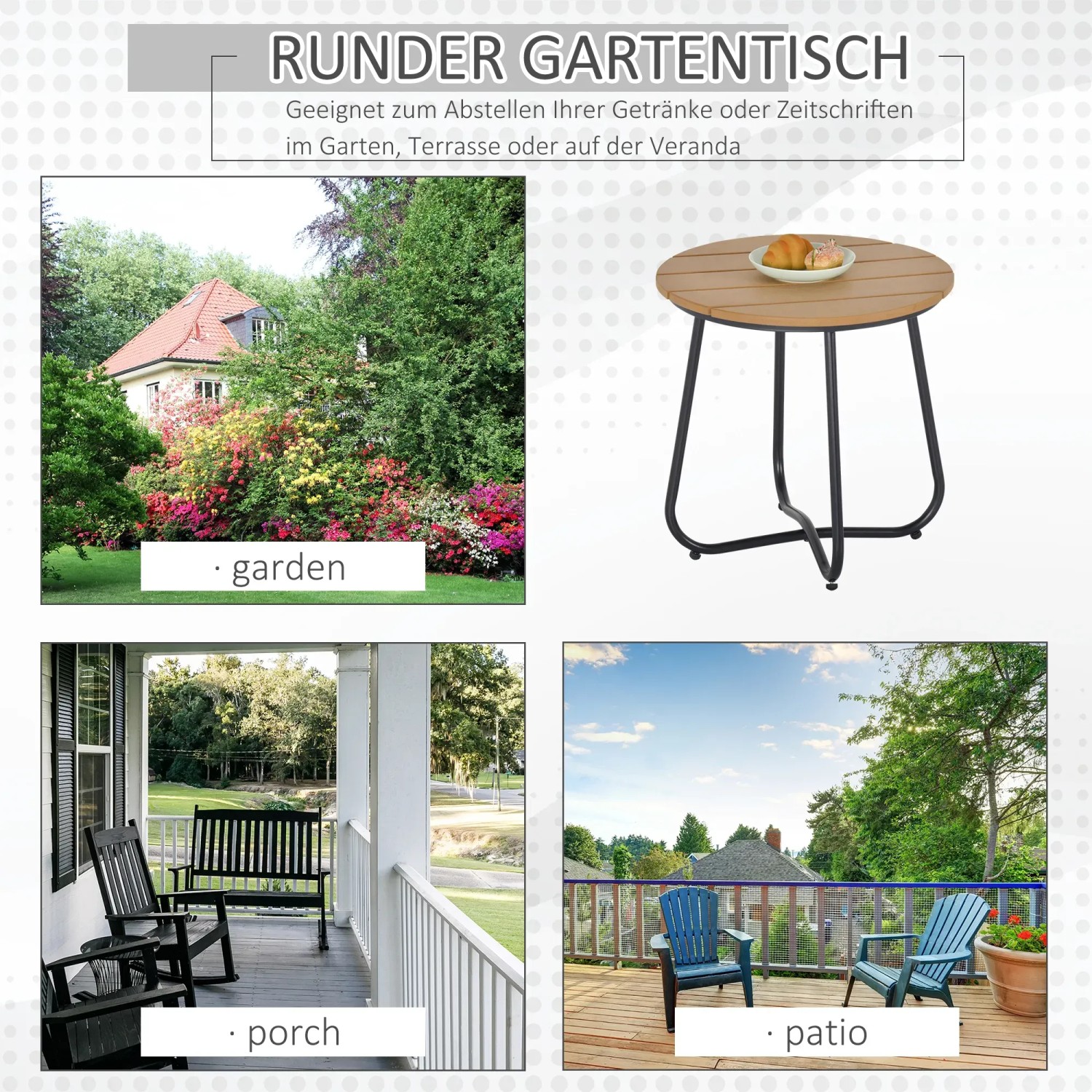 Outsunny Gartentisch mit Lattenrost Design, ideal für Garten, Terrasse oder Veranda.