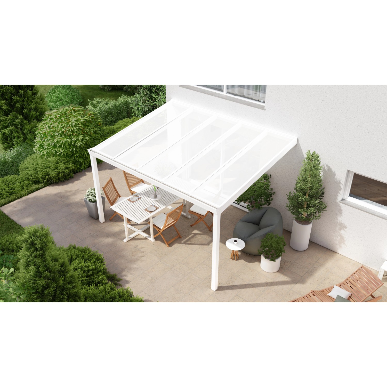 Terrassenüberdachung Professional 400 cm x 350 cm Weiß PC Opal günstig online kaufen