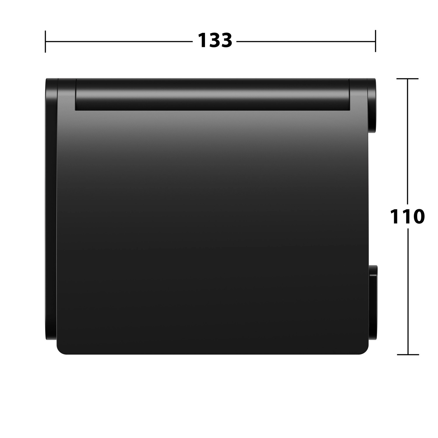 Keuco Plan Black Selection Toilettenpapierhalter mit Deckel, schwarz-matt, Abmessungen 13,3 x 10,5 x 3,8 cm.