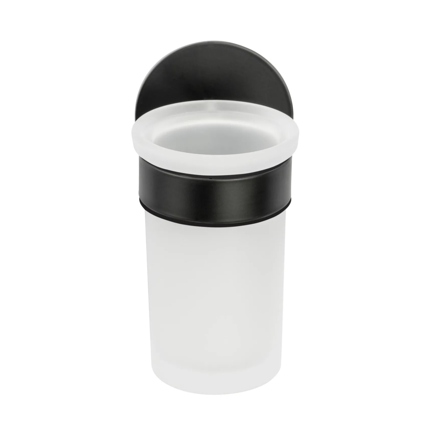 Schöner Wohnen Zahnputzbecherhalter Uno Meleto, schwarz, mit satiniertem Glasbecher.
