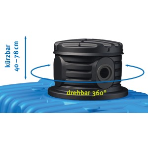 Detailaufnahme 4rain Flachtank Flat S 6.000 l: Schachtverlängerung, drehbar, kürzbar.