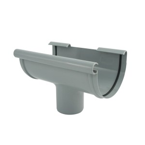 Grauer Marley Dachrinnenstutzen RG 125/75 für Kunststoff-Dachrinnen.