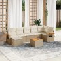 Beige 8-tlg. vidaXL Garten-Sofagarnitur aus Poly Rattan mit Kissen. Modulare Gartenmöbel für Terrasse und Garten.