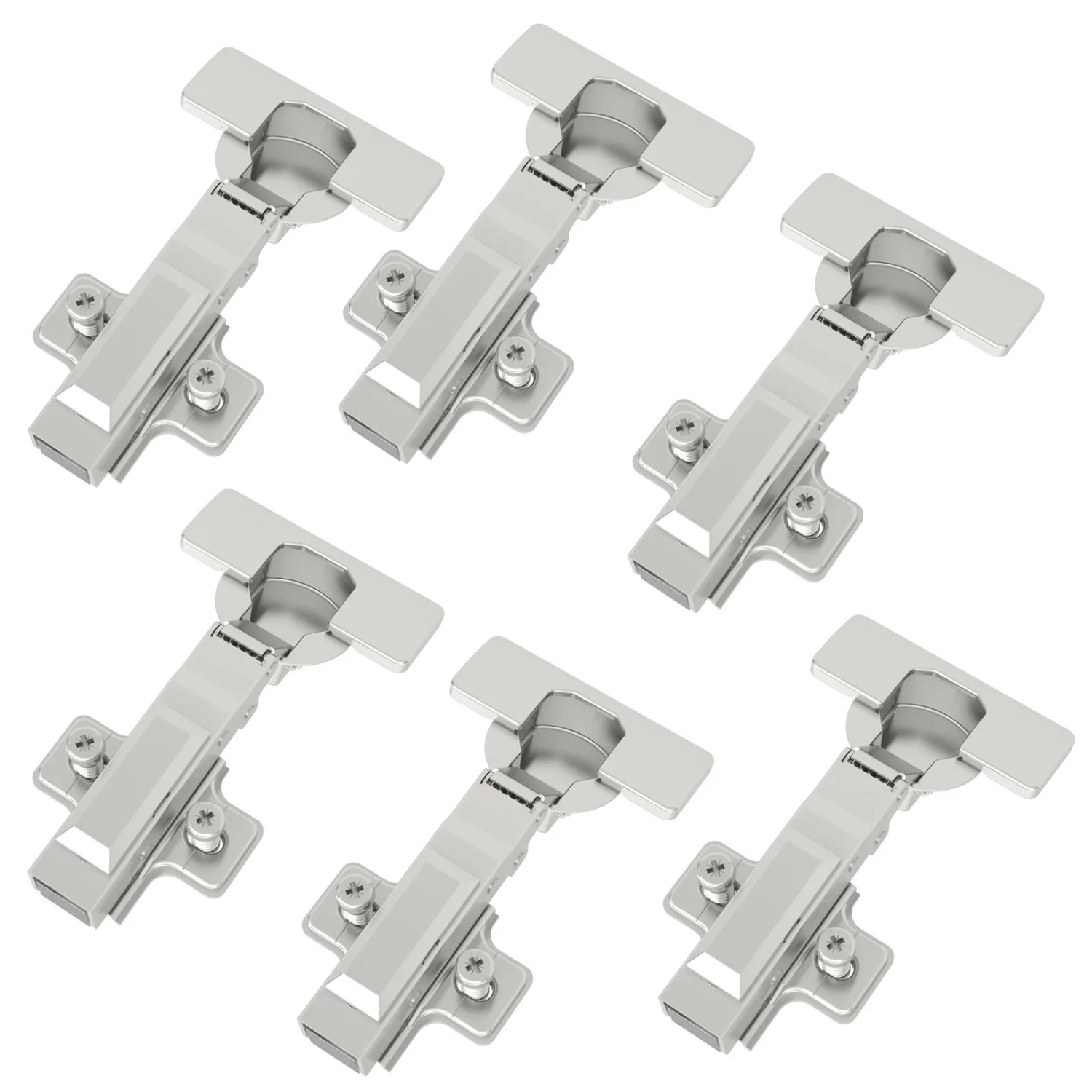 SOTECH Smooth 6 x Topfband T52 105 Grad Eckanschlag Voll Aufliegend mit Dämpfer und Kreuzplatte inkl. Abdeckkappen