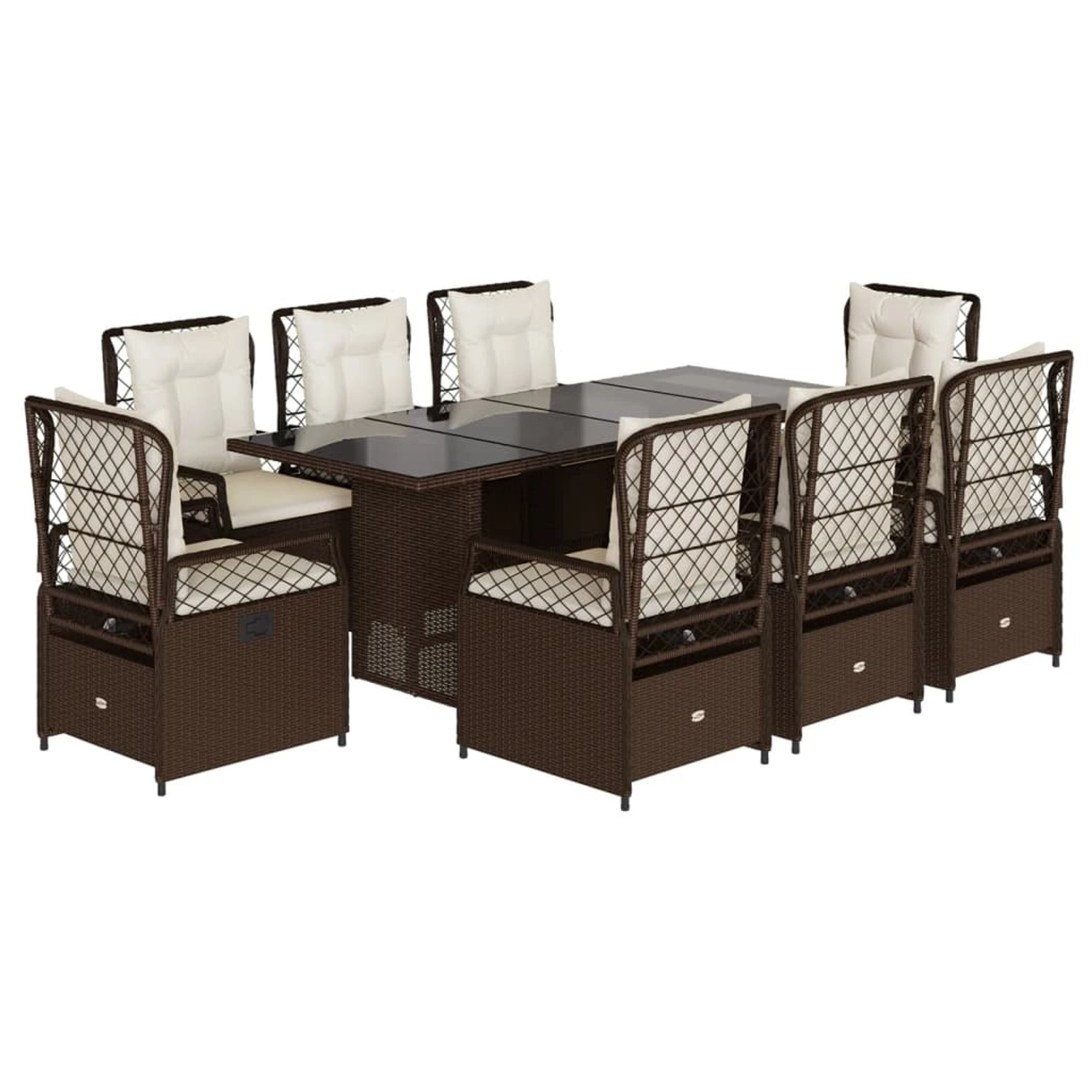 vidaXL 9-Tlg Garten-Essgruppe mit Kissen Braun Poly Rattan 3262927 günstig online kaufen
