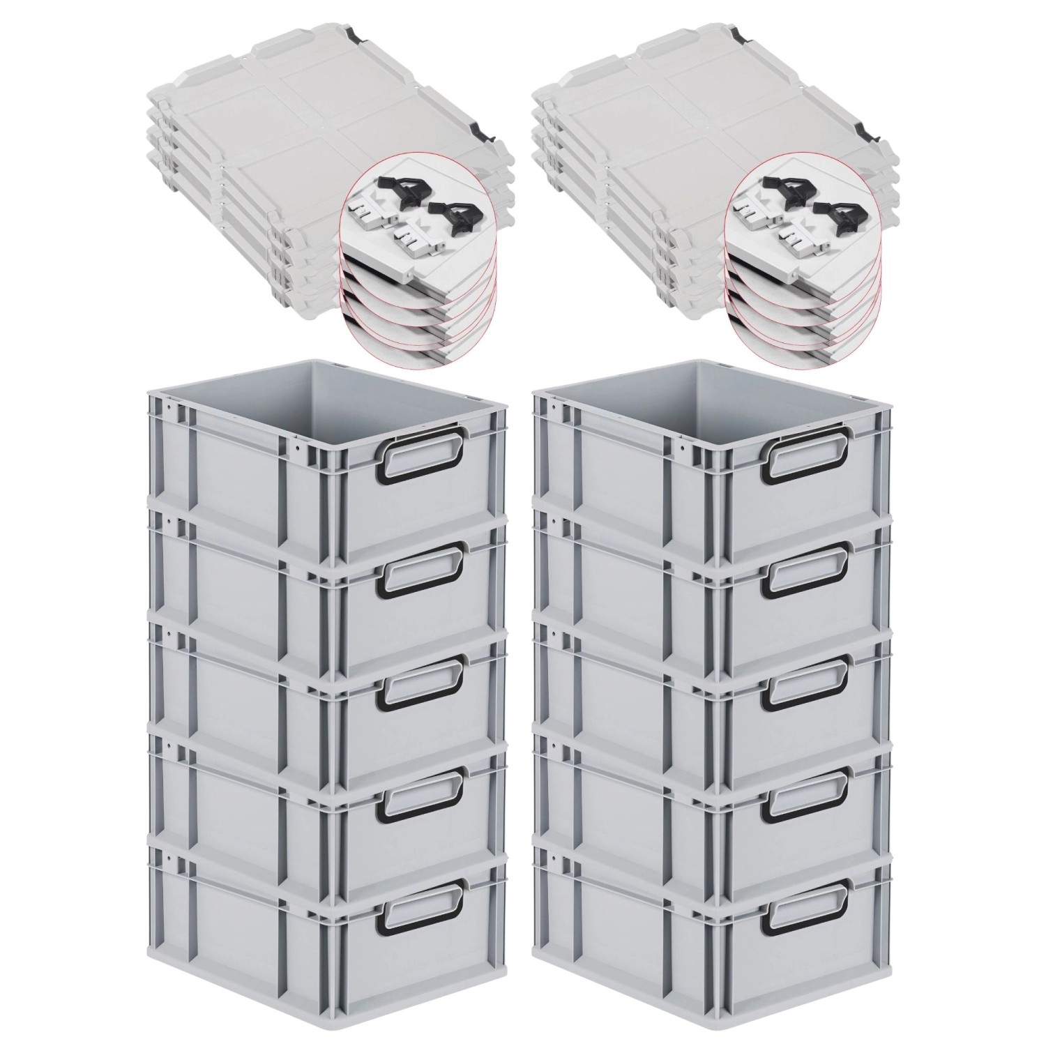 PROREGAL SuperSparSet 10x Eurobox Nextgen Color Mit Scharnierdeckel HxBxT 1 günstig online kaufen