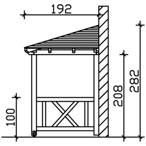 Technische Zeichnung: Skan Holz Haustür-Vordach Wismar 7, weiß lasiert, Maße und Details.