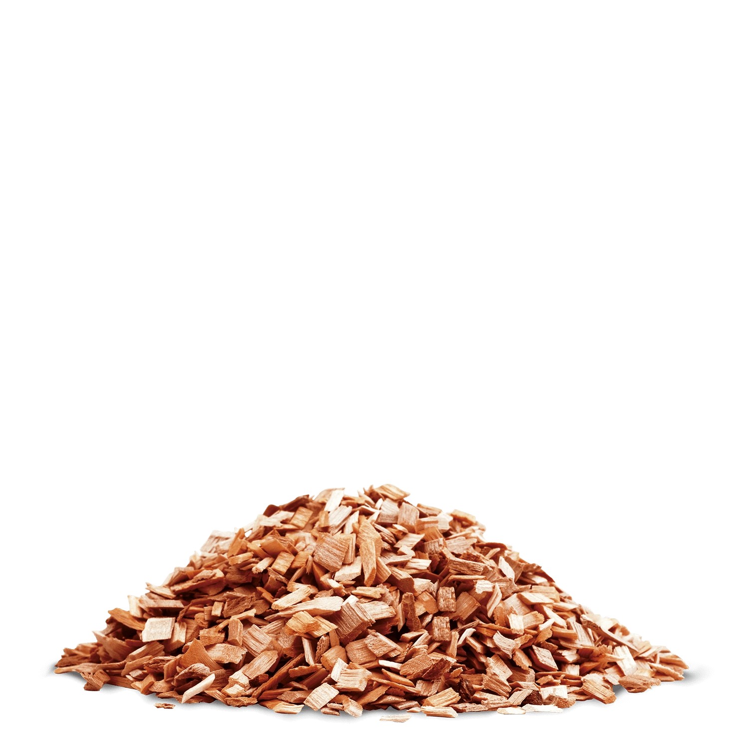 Orangefarbene Galamio Holzhackschnitzel als Dekormulch für den Garten.