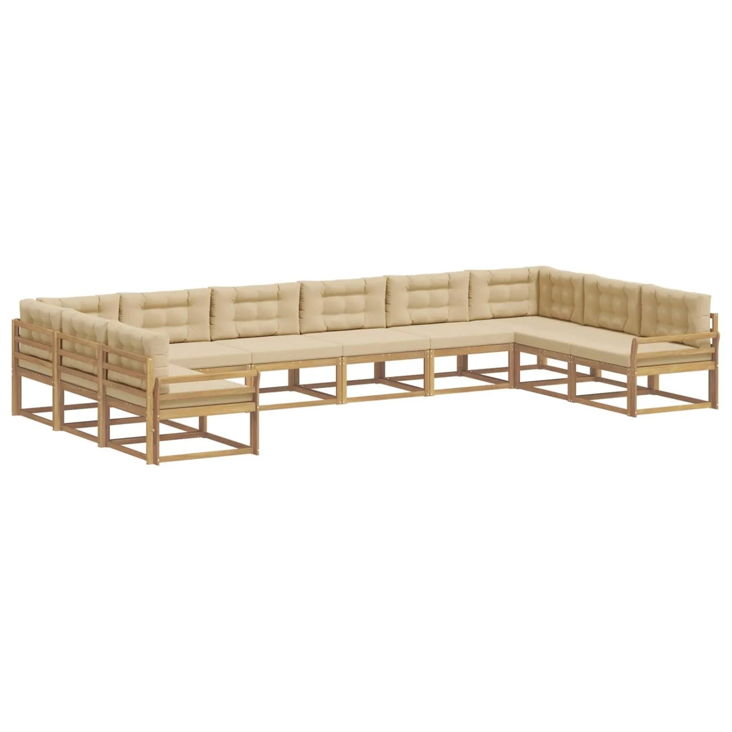 vidaXL Outdoor-Sofagarnitur mit Kissen 10-Tlg Weiß und Beige 3387107