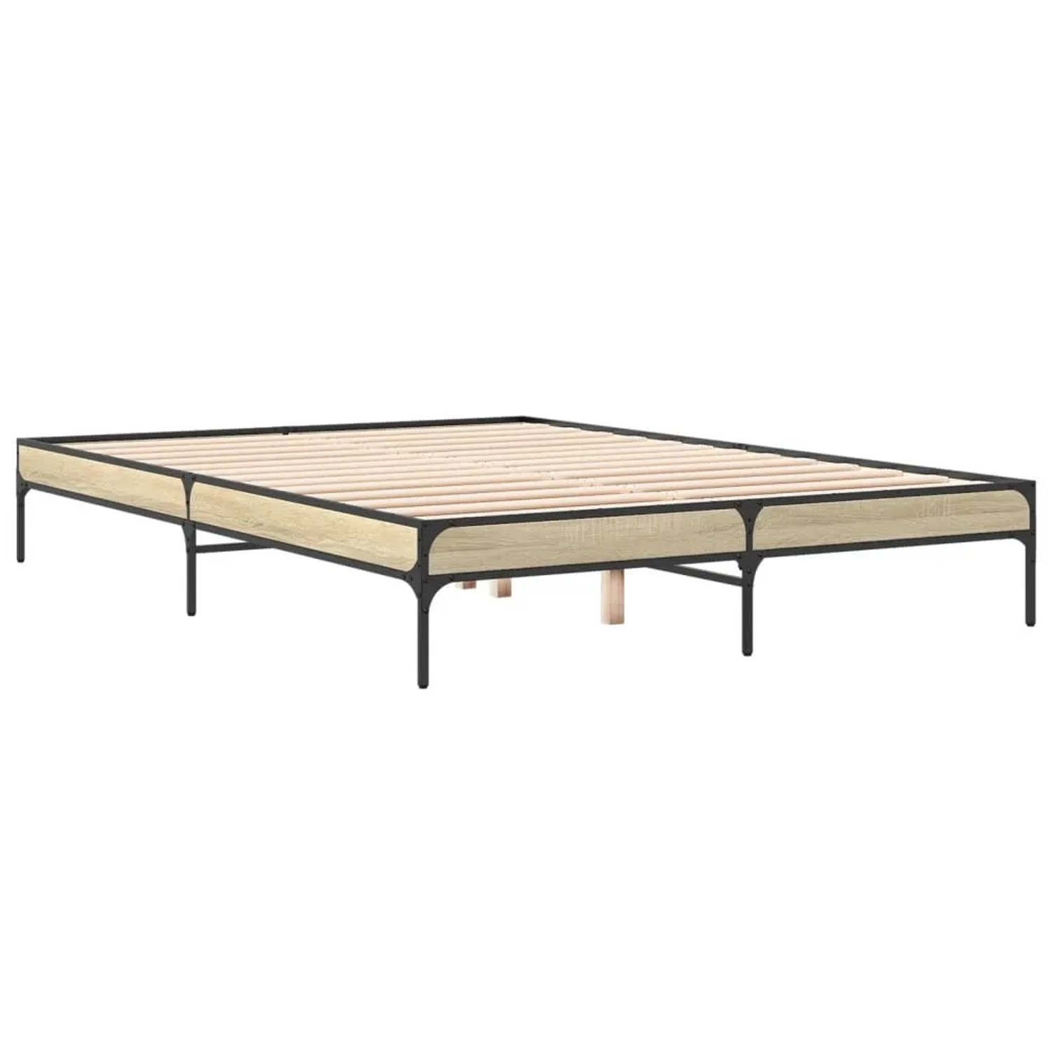 vidaXL Bettgestell Sonoma-Eiche 160x200 cm Holzwerkstoff und Metall 845007 günstig online kaufen
