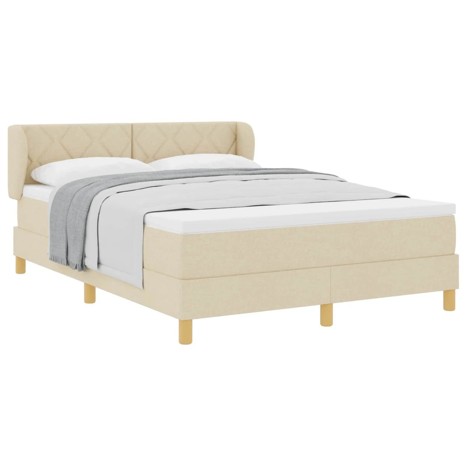 vidaXL Boxspringbett mit Matratze Creme 160 x 200 cm Stoff 3340288
