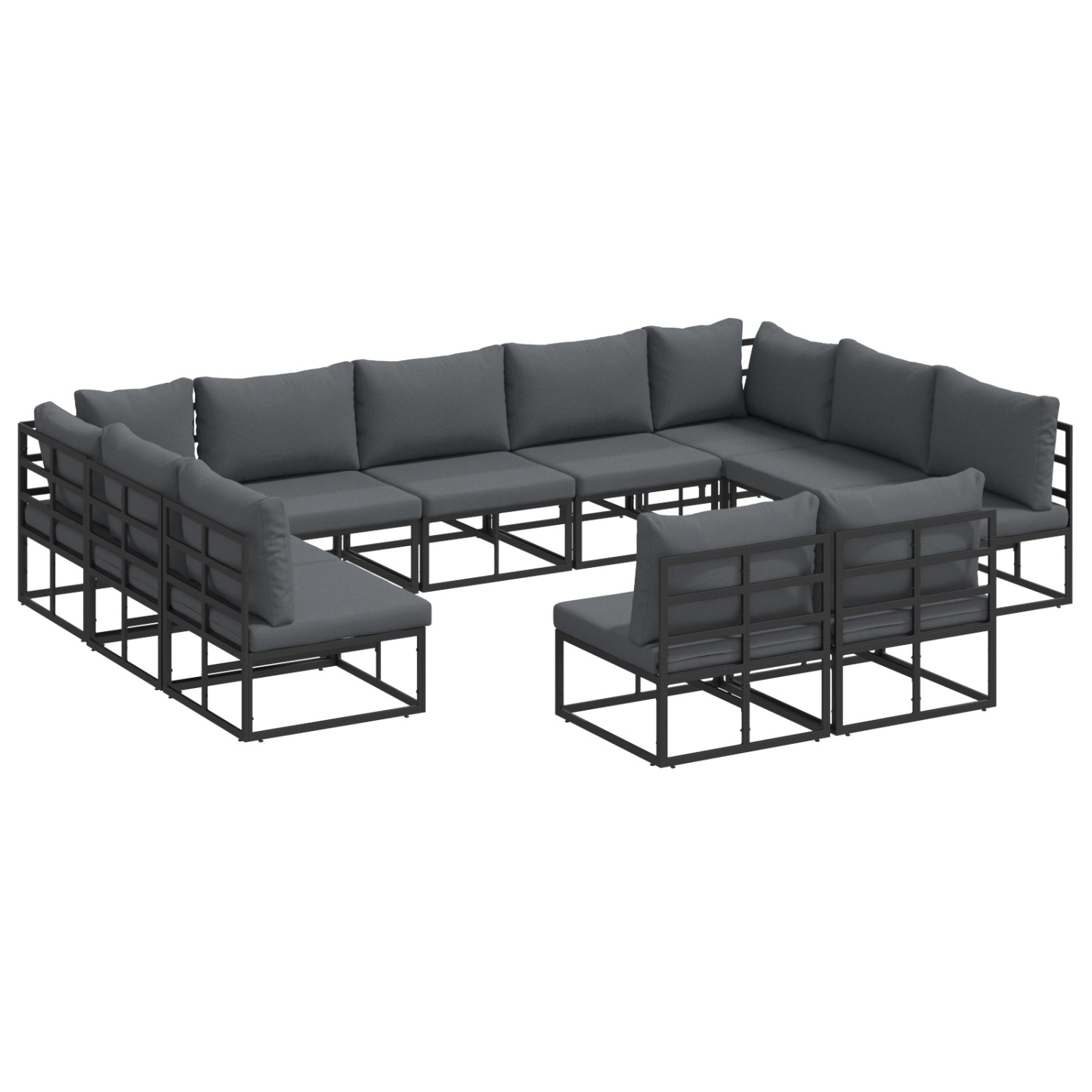 vidaXL Garten-Sofa-Set mit Kissen 11-Tlg Schwarz Aluminium 3378916 günstig online kaufen