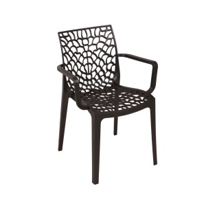 Schwarzes Garden Pleasure Stuhl-Set Calvera, 2 stapelbare Gartenstühle aus Polypropylen mit Armlehnen.