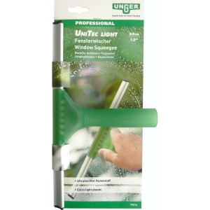 Unger UniTec Light Fensterwischer, 30 cm, mit grünem Griff und Aluminium-Schiene.