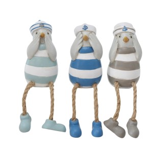 3-fach sortierter Boltze Kantenhocker Siebo als maritime Deko-Figuren mit Seemanns-Look.