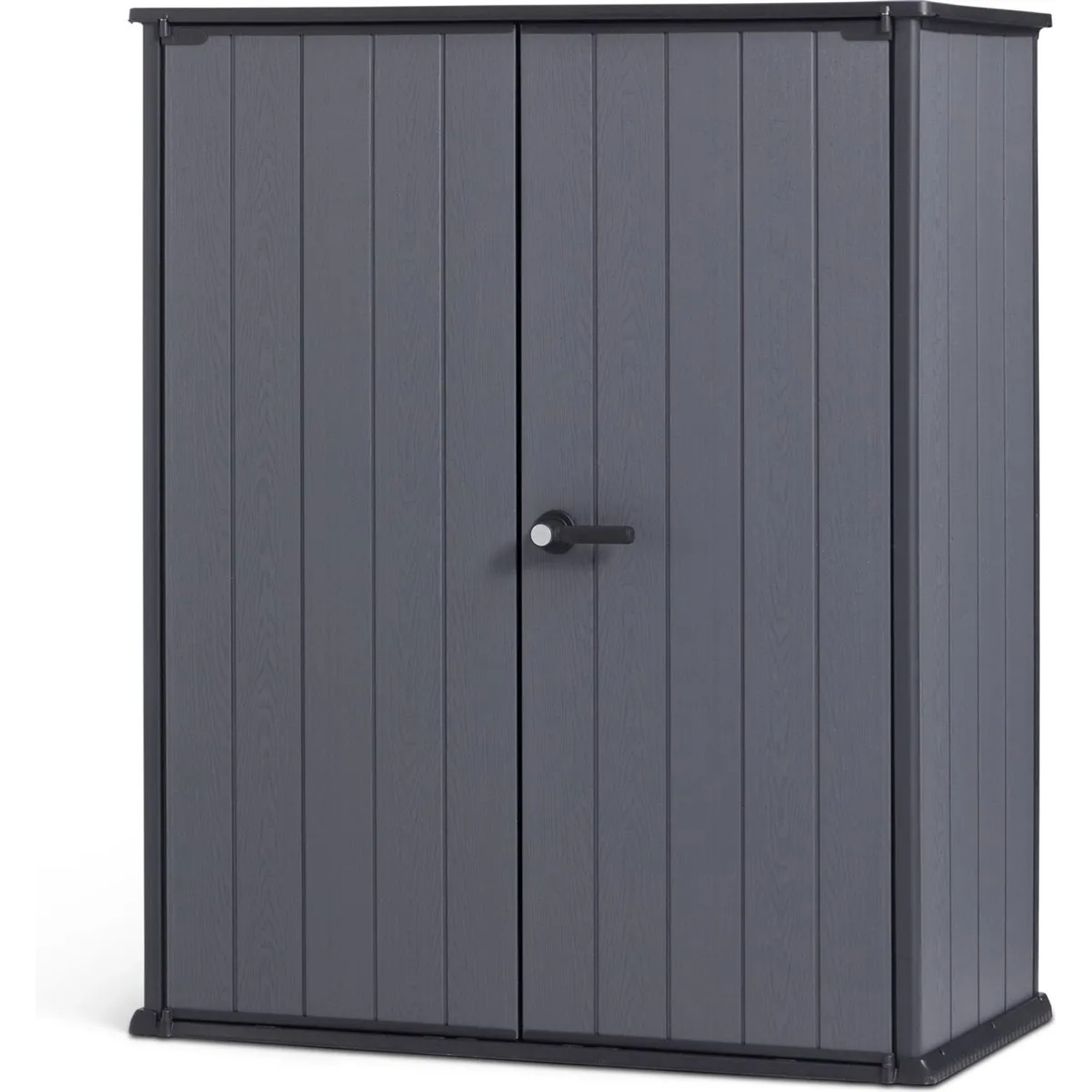 Keter Aufbewahrungsschrank Cortina Alto mit Regalböden Kunststoff Grau 140x73x170 cm