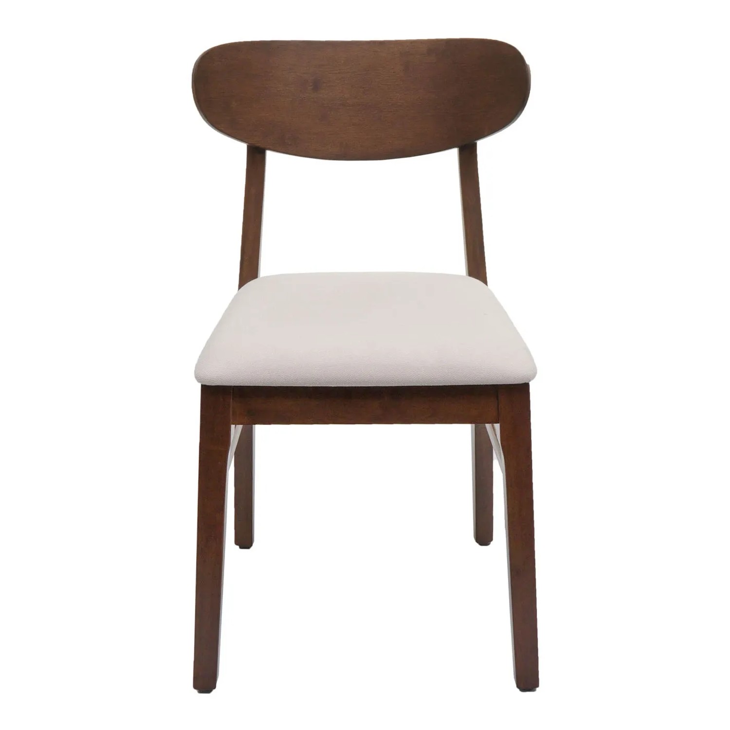 MCW Esszimmerstuhl M59 6er-Set, dunkles Holzgestell, creme Sitzfläche, Frontansicht.