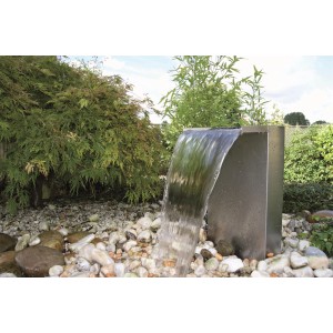 Ubbink Venezia Edelstahl Wasserfall Komplettset mit LED Beleuchtung für den Gartenteich.