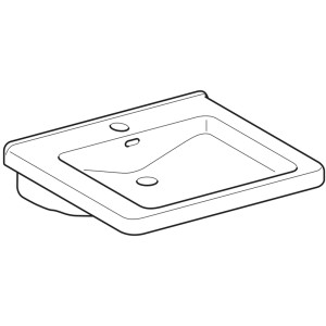 Geberit Renova Comfort Waschbecken, barrierefrei, 60 cm, mit Hahnloch und Überlauf.