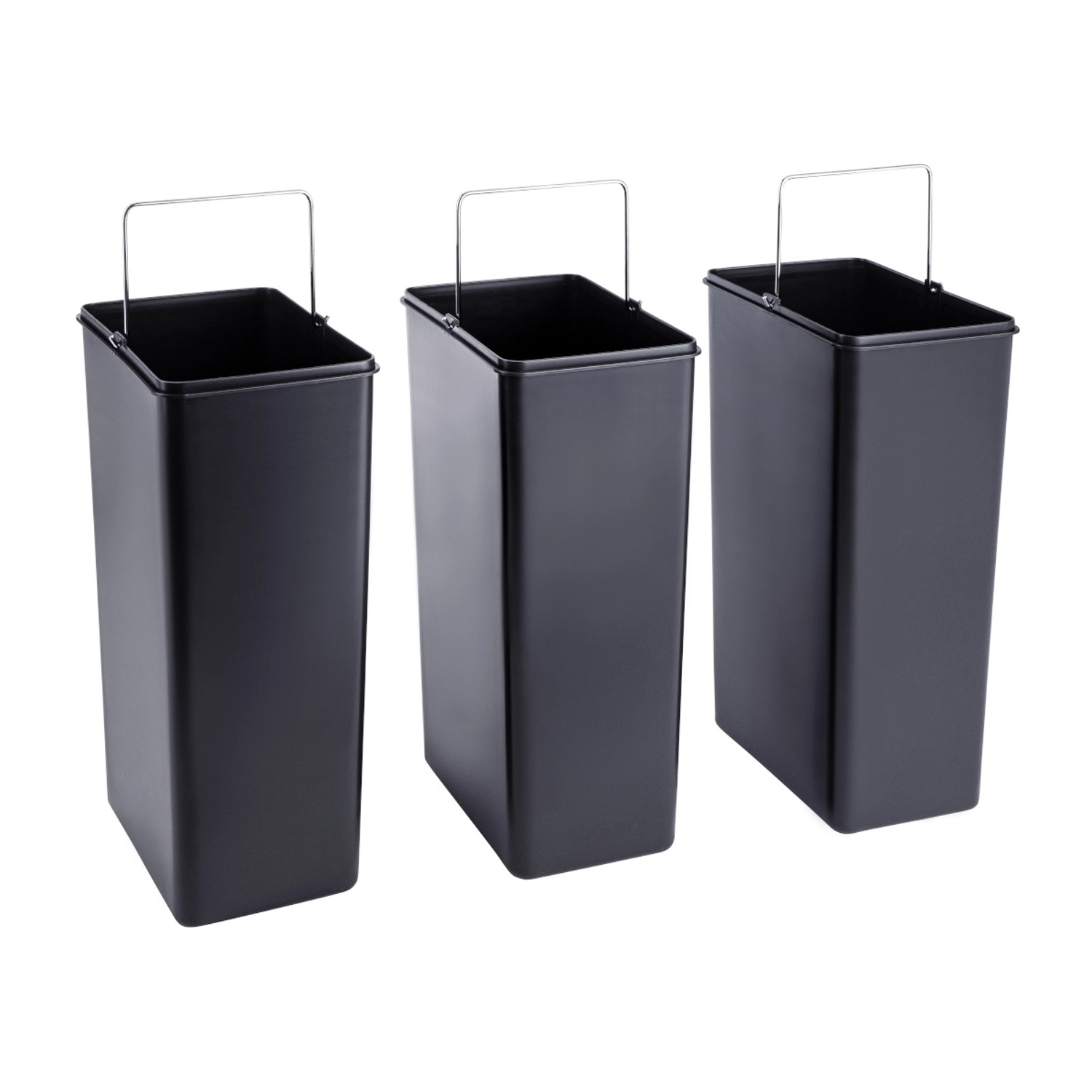 Svita TM3X18 Mülleimer, 54L, grau, für Mülltrennung mit drei Inneneimern und Metallbügel.