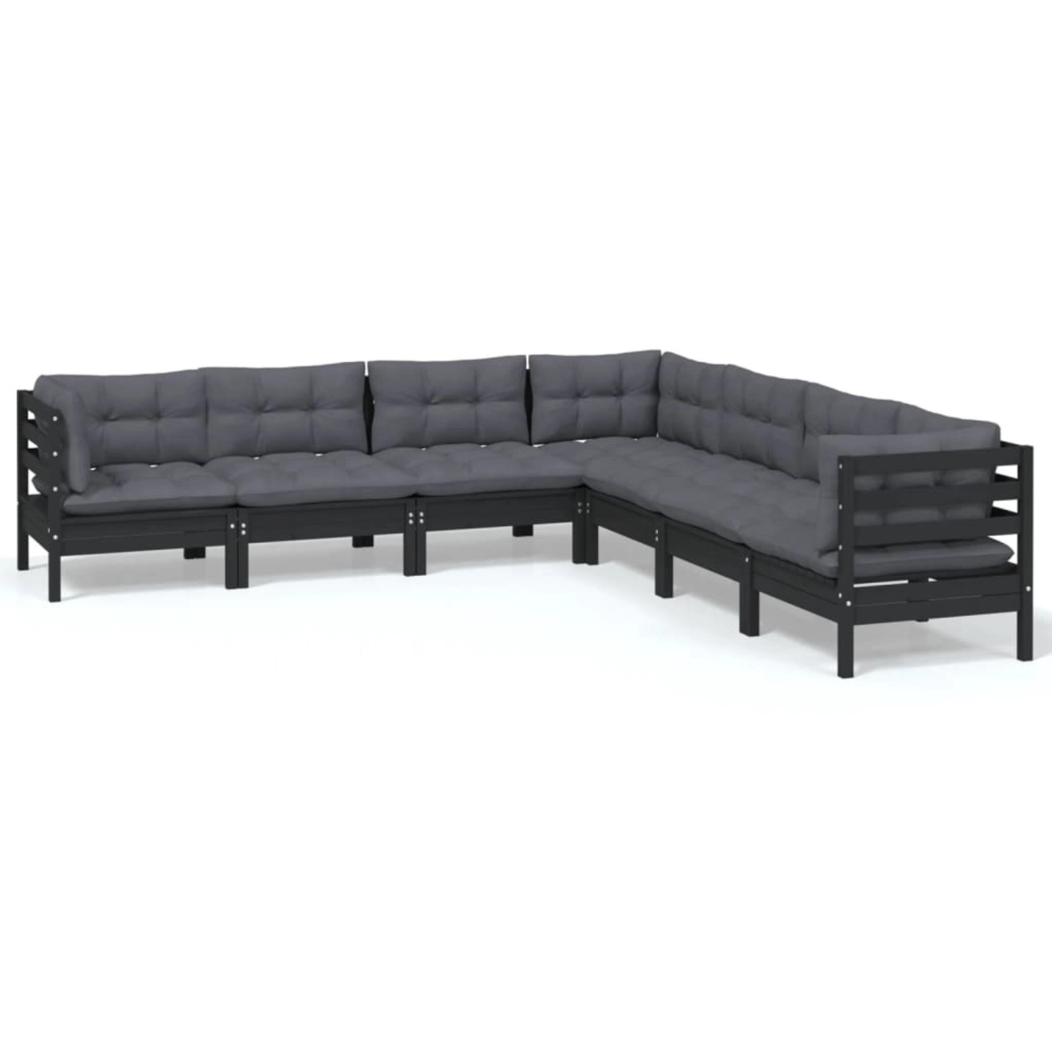 vidaXL 7-tlg Garten-Lounge-Set mit Kissen Schwarz Kiefer Massivholz Modell günstig online kaufen