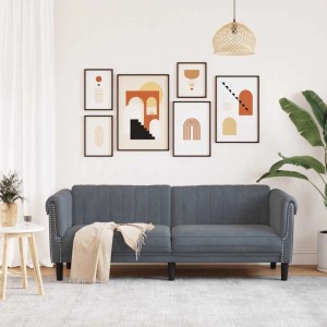 vidaXL Sofa 3-Sitzer Dunkelgrau Samt 372586