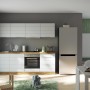Moderne Held Möbel Küchenzeile 240 cm in Matt Weiß-Wotaneiche mit E-Geräten.