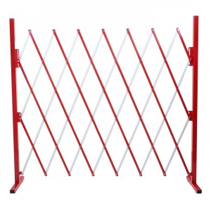 Ausziehbares Absperrgitter, rot-weiß, aus Aluminium. Scherengitter für Garten, Terrasse und Innenräume.