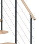 Detailansicht: Dolle Mittelholmtreppe Dublin Buche Anthrazit mit Edelstahlgeländer.