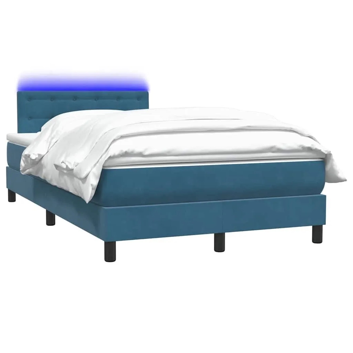 vidaXL Boxspringbett mit Matratze & LED Dunkelblau 120x210 cm Samt 3317263 günstig online kaufen