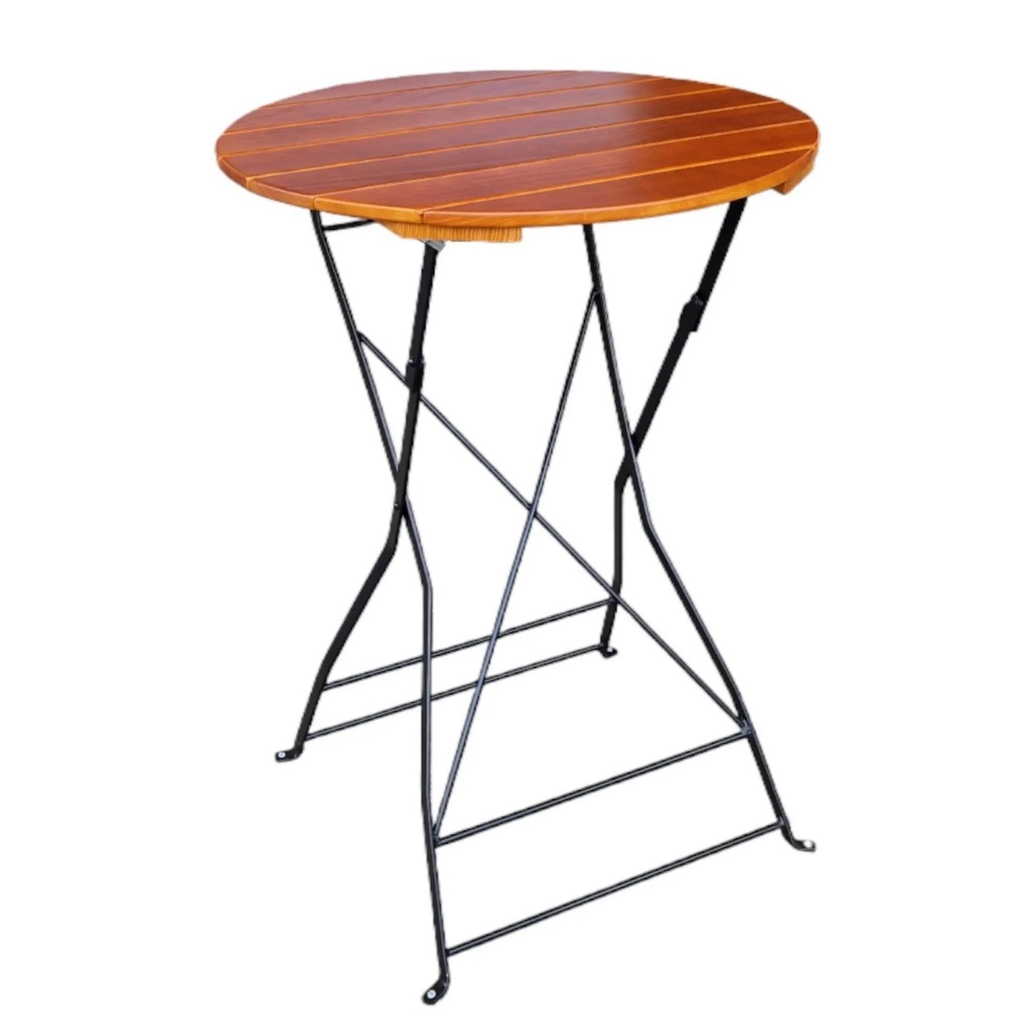 CHEFGASTRO Stehtisch WALDKRONE Made In Germany HxBxT 110x80x80cm  Ø80cm Klappbar Wetterfest & UV-beständig Eschenholz  Schwarz/Braun
