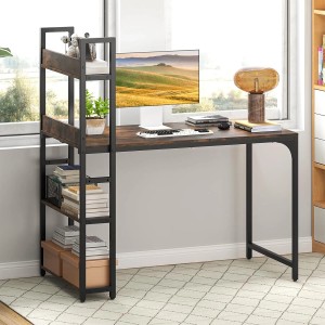 Costway Schreibtisch mit Ladestation Braun