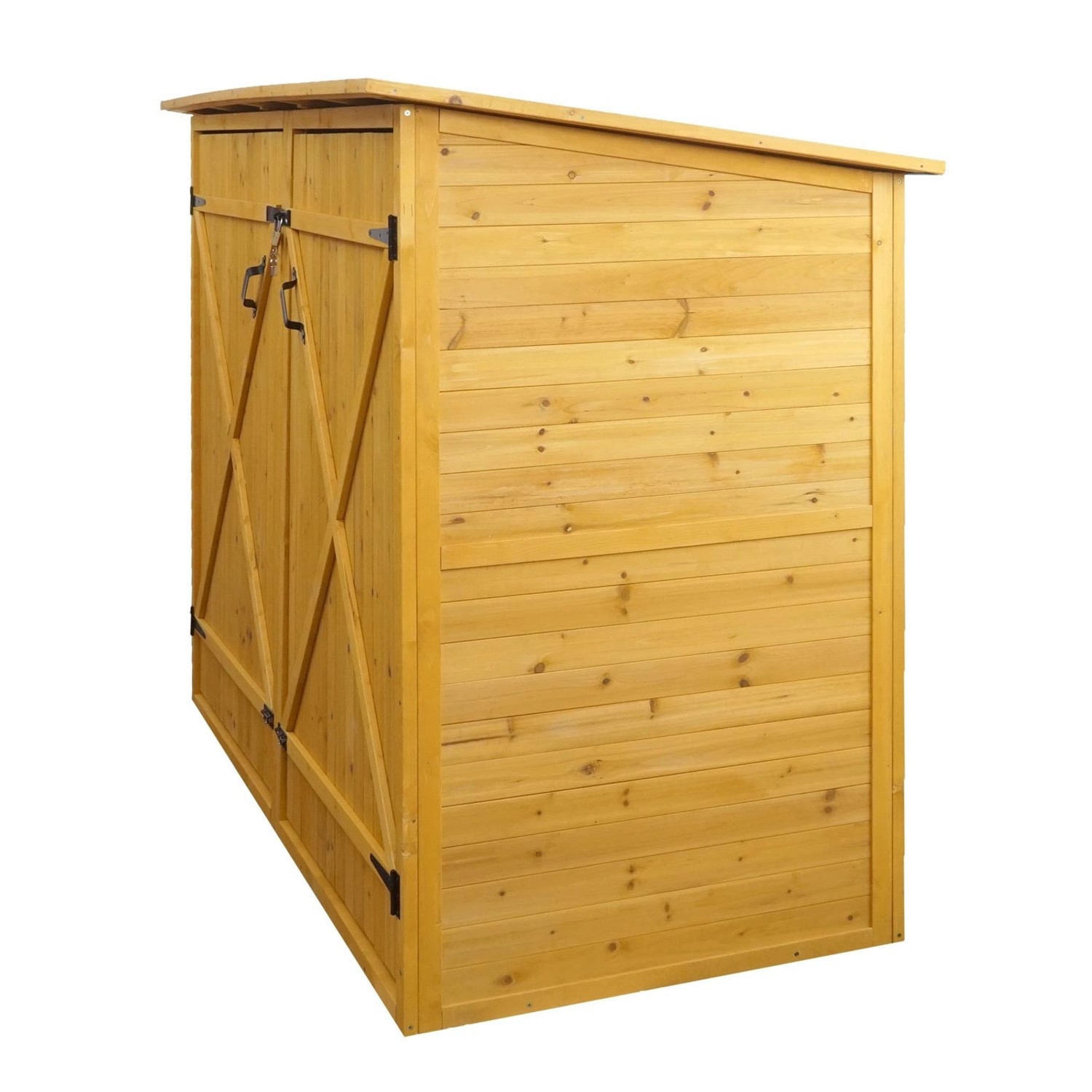 Braune MCW Fahrradgarage/Geräteschuppen aus Holz mit abschließbaren Türen, 152x184x98cm.