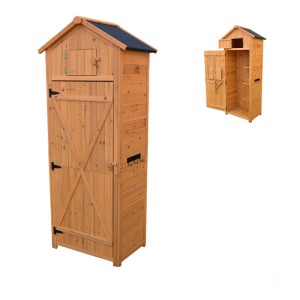 Relaxdays Gartenschrank Holz Orange Wetterfest 180,5 cm x 75 cm x 50 cm
