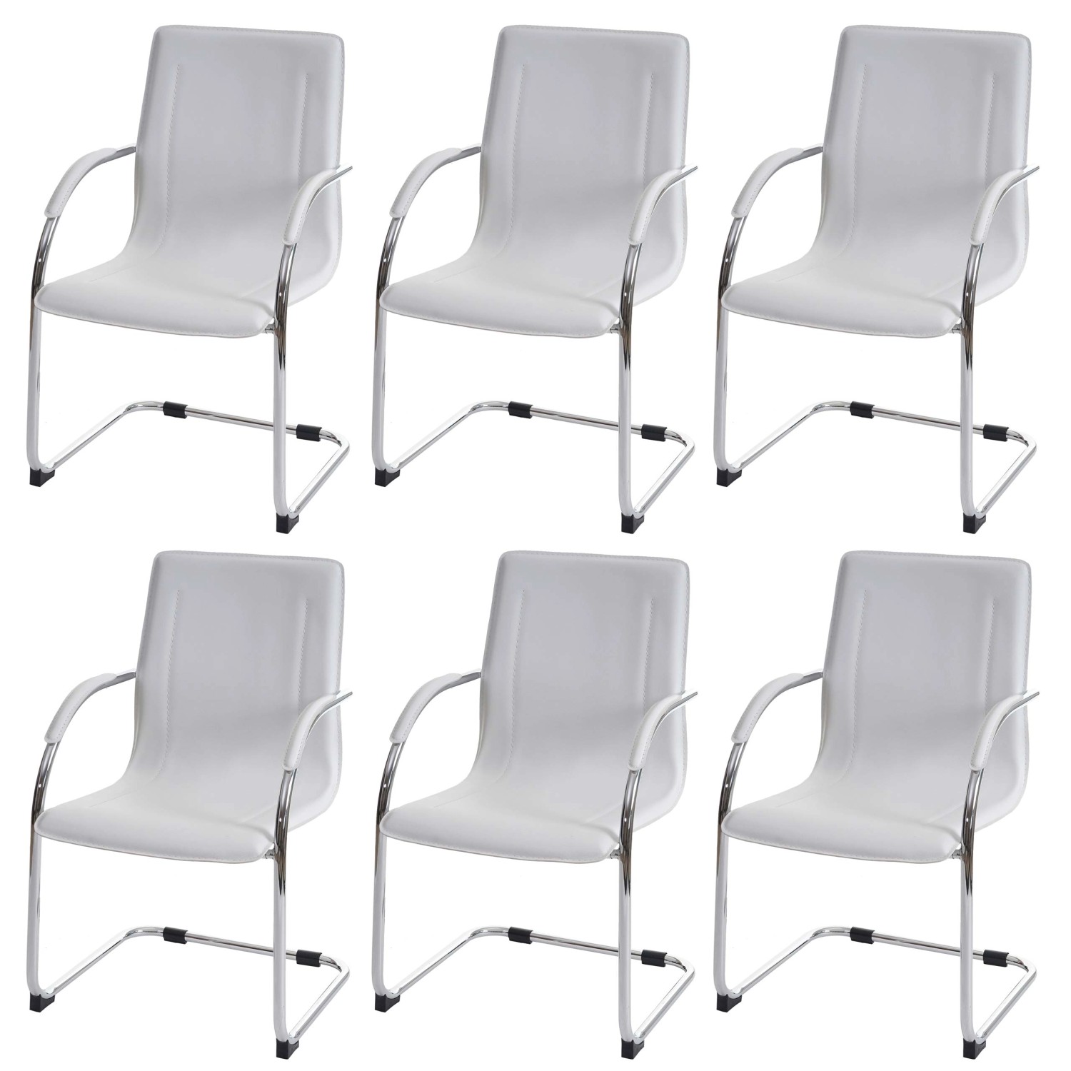 PROREGAL Konferenzstuhl 6er-Set Sammy 93x56x56cm Sitzhöhe 47cm Stahl Weiß B günstig online kaufen