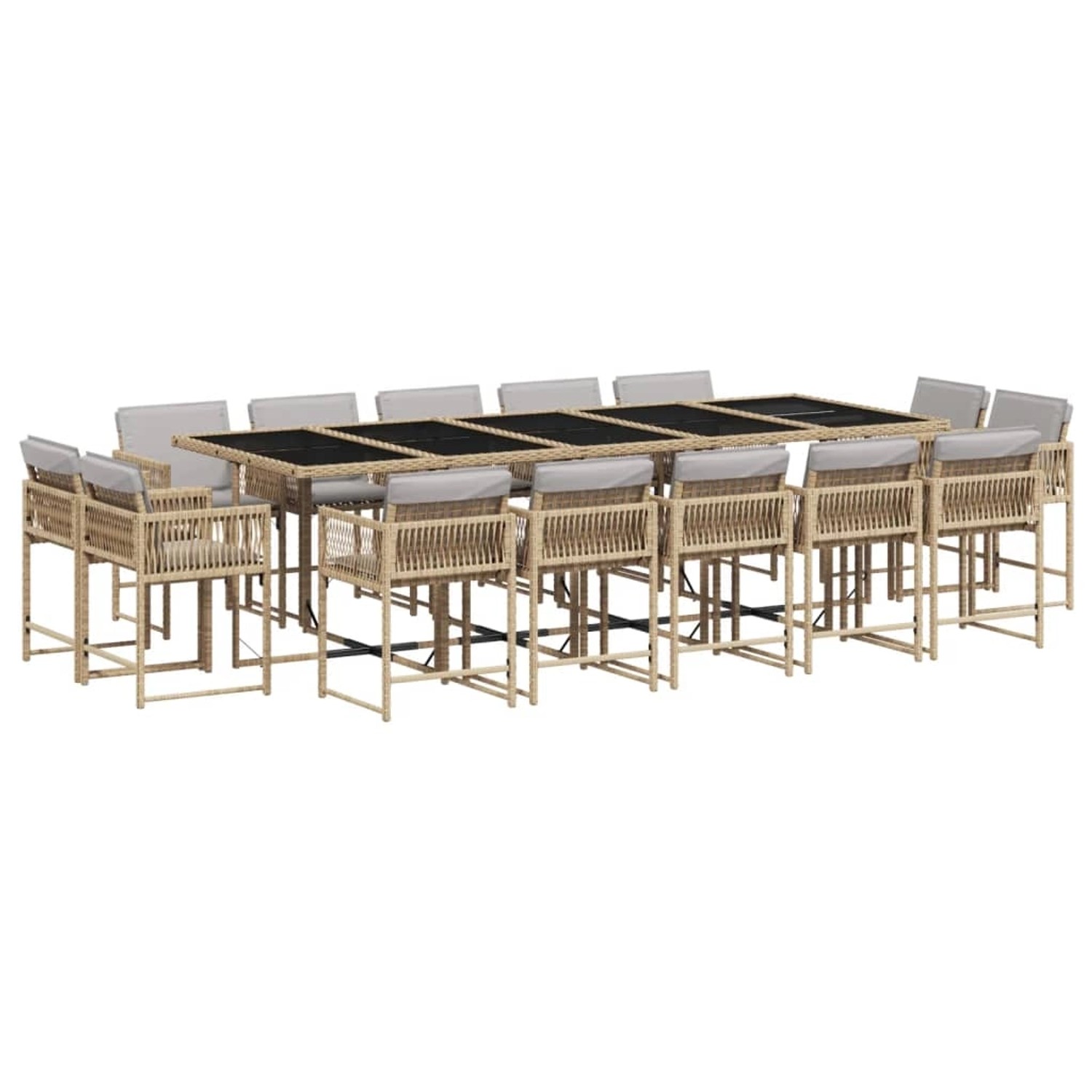 vidaXL 15-Tlg Garten-Essgruppe mit Kissen Beigemischung Poly Rattan 3211596 günstig online kaufen