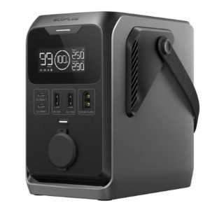EcoFlow Powerstation Trail 300 DC Mobil, dunkelgrau, mit Display, USB-C, USB-A und 12V Anschlüssen. Kompakte mobile Energieversorgung.