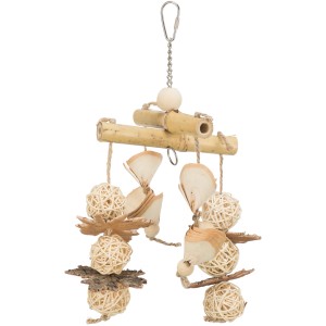 Trixie Vogelspielzeug aus Bambus, Rattan und Holz zum Einhängen in den Käfig, 31 cm.