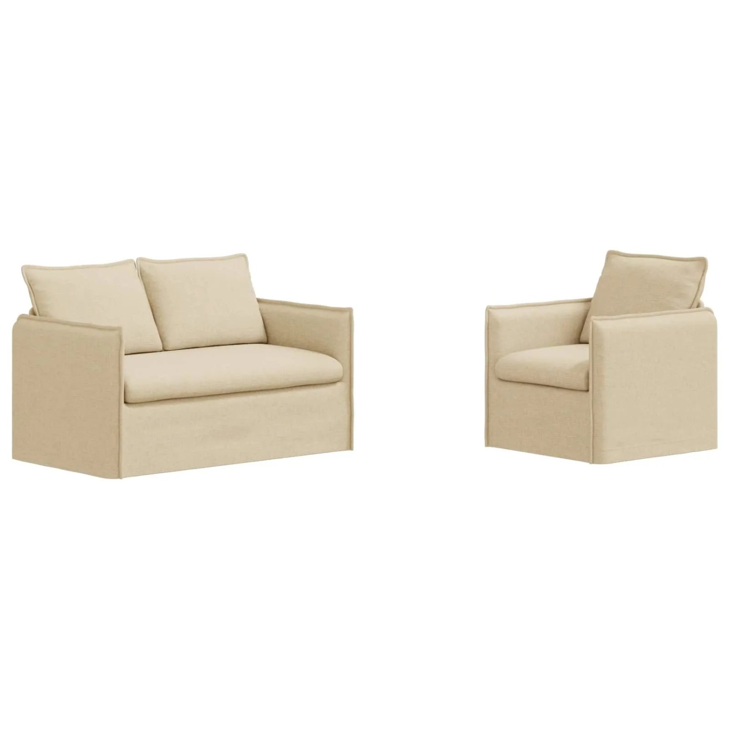 vidaXL Sofa 2-Tlg Creme 196 x 82 x 85 cm Stoff 3407528