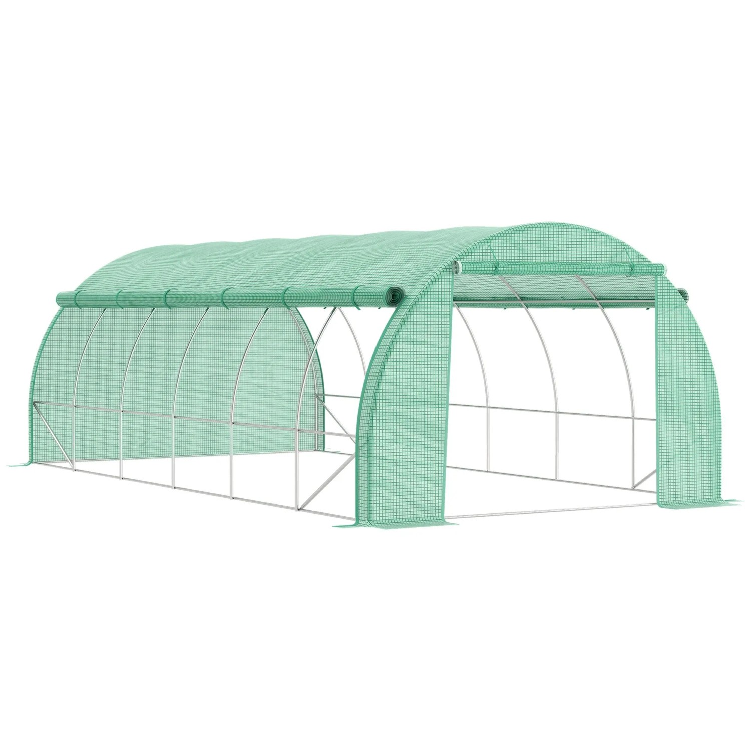 Furnicato Foliengewächshaus Polytunnel 6x3x2m Stahlrohr Grün Mit Uv-schutz