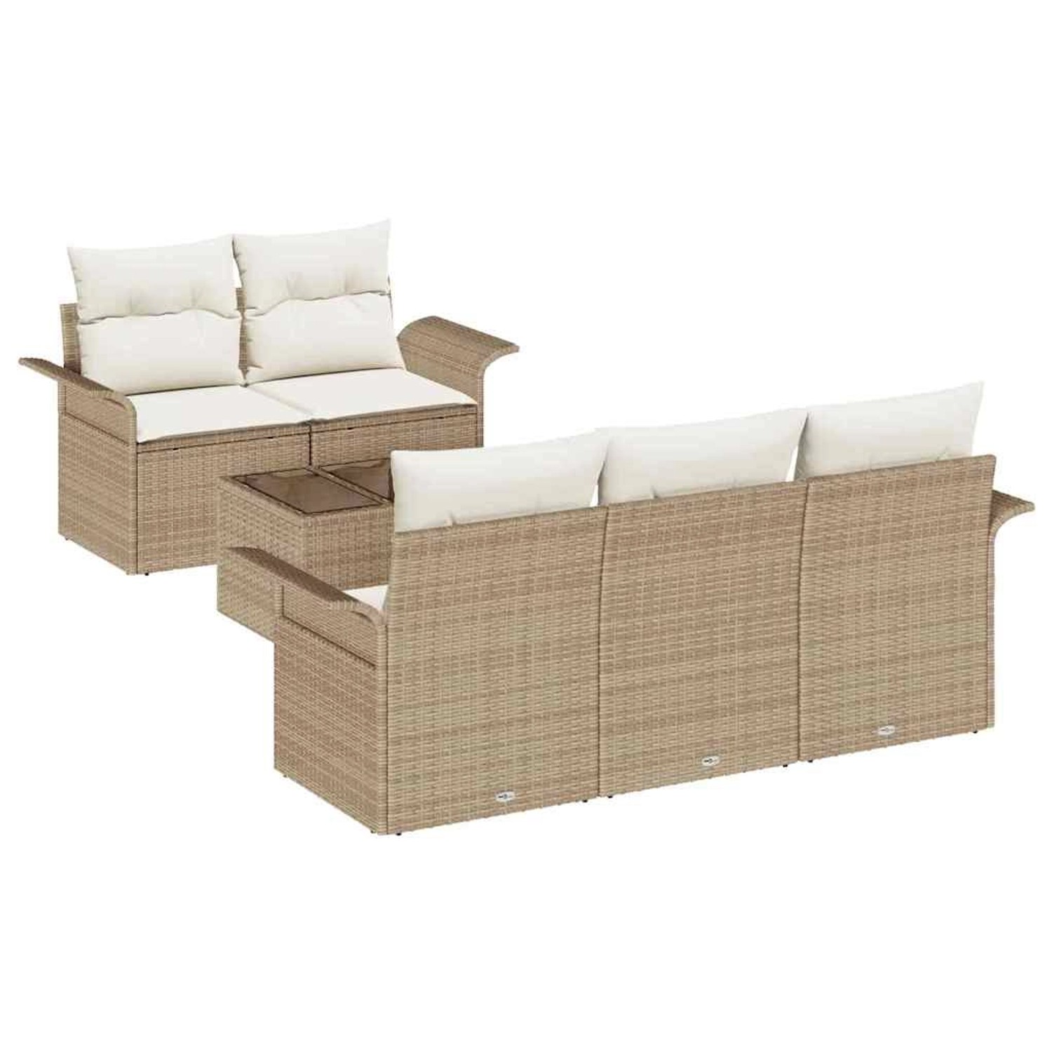 vidaXL 6-Teiliges Garten Sofa Set mit Kissen Beige Poly Rattan 3345241 günstig online kaufen